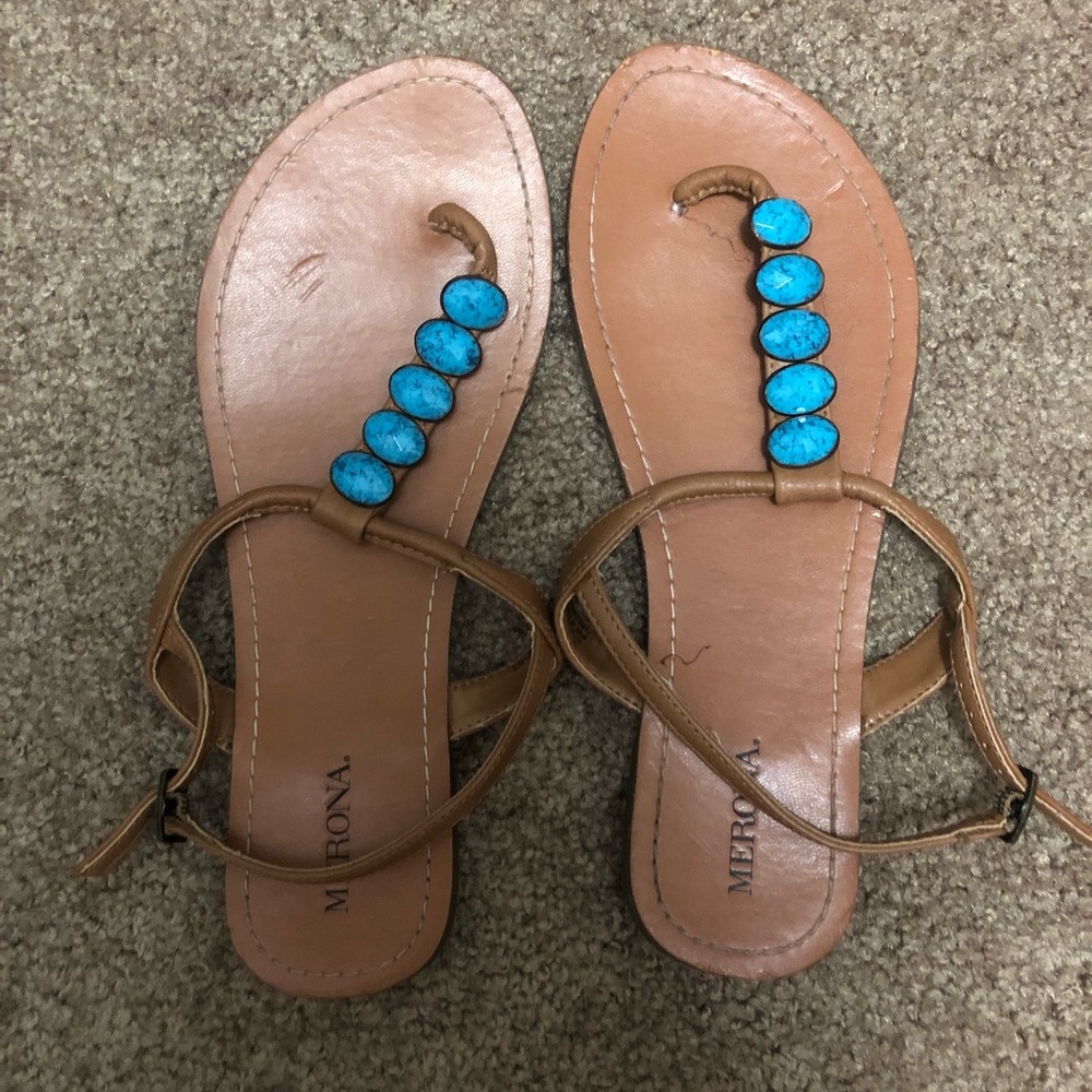 Teal flip flops